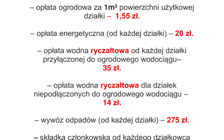 Opłaty ogrodowe 2026