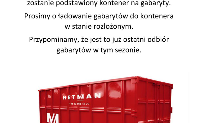 ZBIÓRKA GABARYTÓW